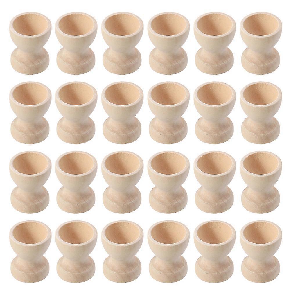24Pcs Wooden Easter Egg Holders DIY Eggs Trays Cup Shaped Eggs Holding Cups