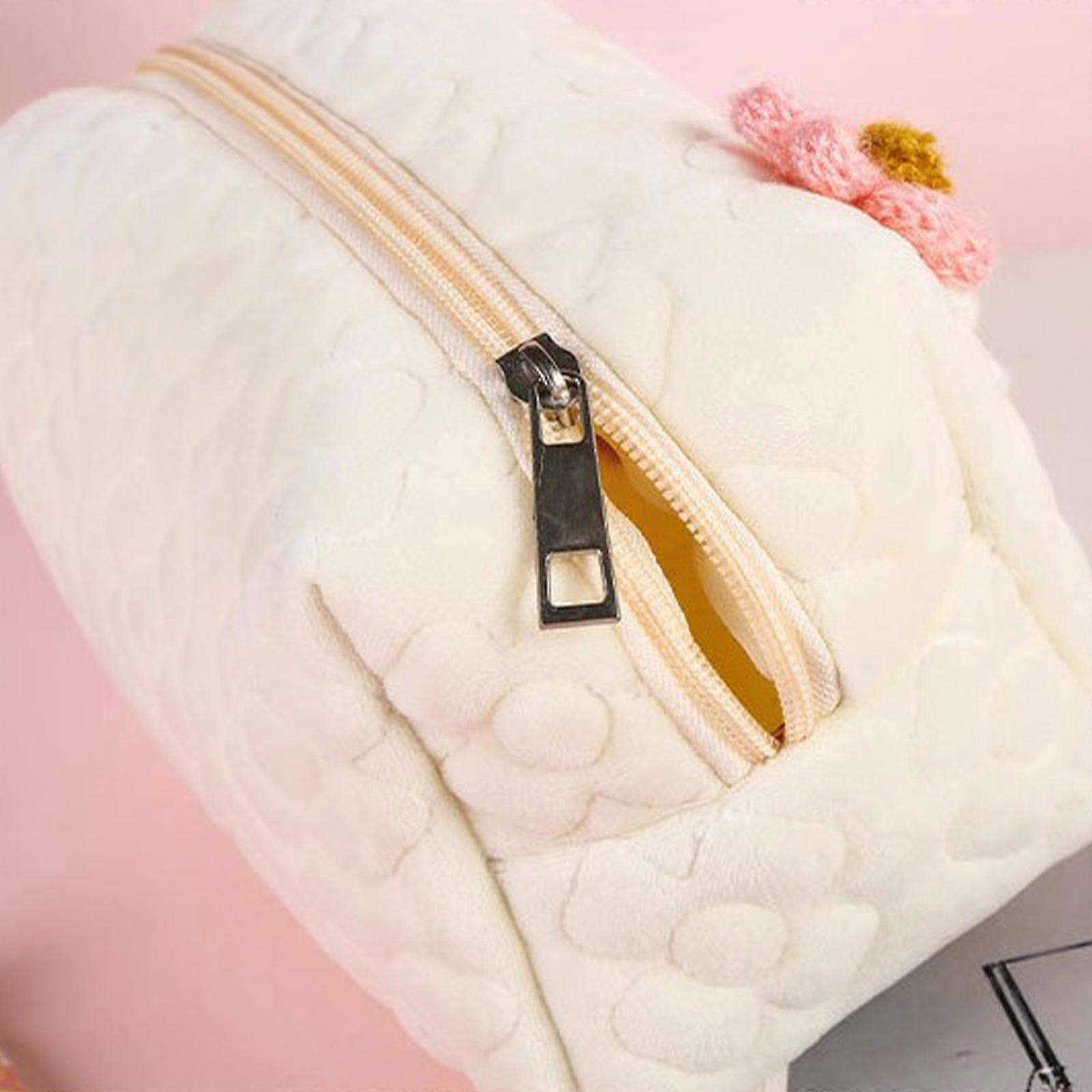 2023 Hot Soft Plush Flower Pencil Case, Large Capacity Makeup Bag and Toiletry Organizer for Students, Portable Stationery Storage