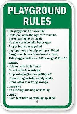 遊び場のルール安全標識ブリキ標識注意警告標識屋外8x12