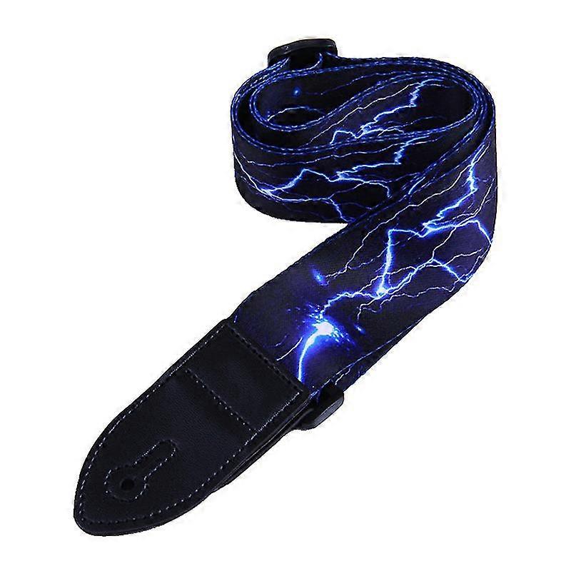 PU läder gitarrrem justerbart bälte Lightning Flame Mönster för bas Folk Akustisk gitarr Ny