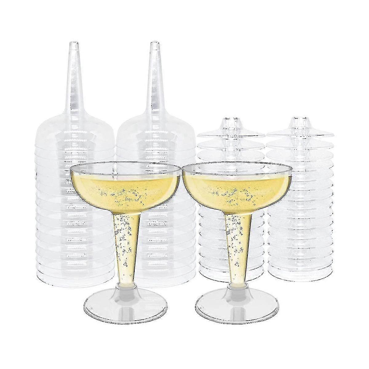 50 Pack Plastic Goblet, 4oz Stem Disposable Martini Glasses For Parties, Stackable Plastic Cocktail