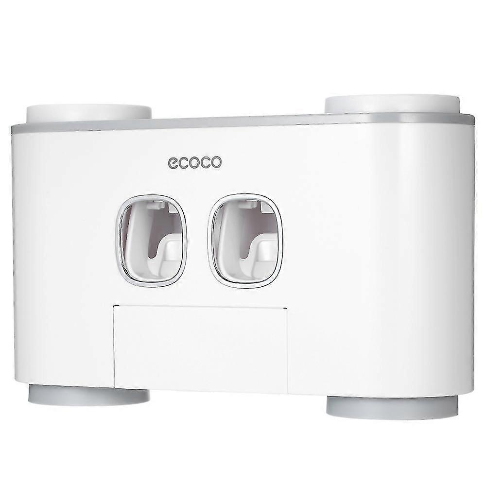 ecoco Automatic Squeeze Toothpaste Set Wall-Mounted Toothbrush Holder with 2 Toothpaste Dispensers 4