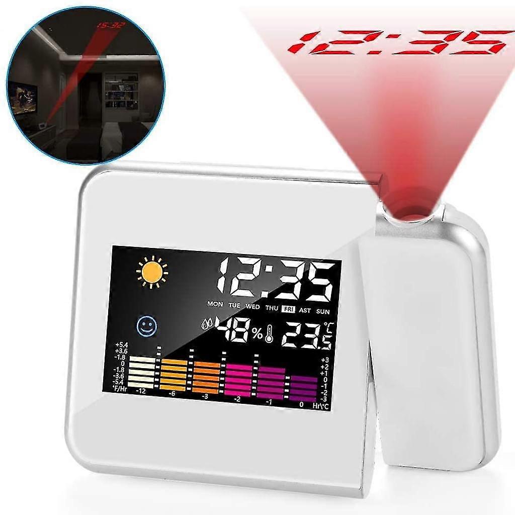 Sunrain Alarm Clock With Projection, Led Digital Projection Alarm Clock Usb Rechargeable Alarm Clo