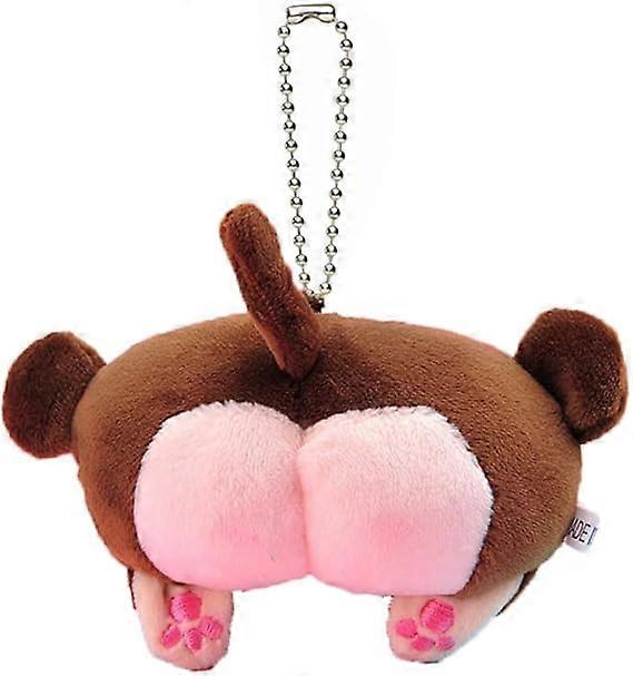 Super Funny Novelty Cute Kawaii Happy Plush Dog Cat Butt Keychain Key Chain Gift Keyring Bag Pendant Monkey Key Ring
