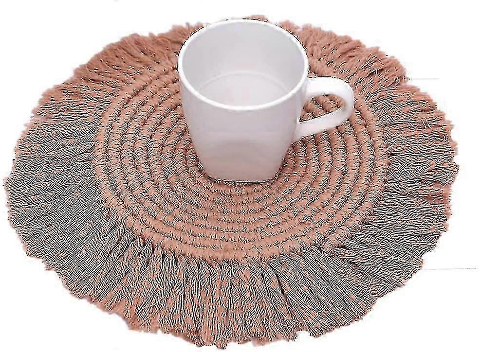 Bohemian Coaster Placemats - Hand-woven Round Table Runner - Brown
