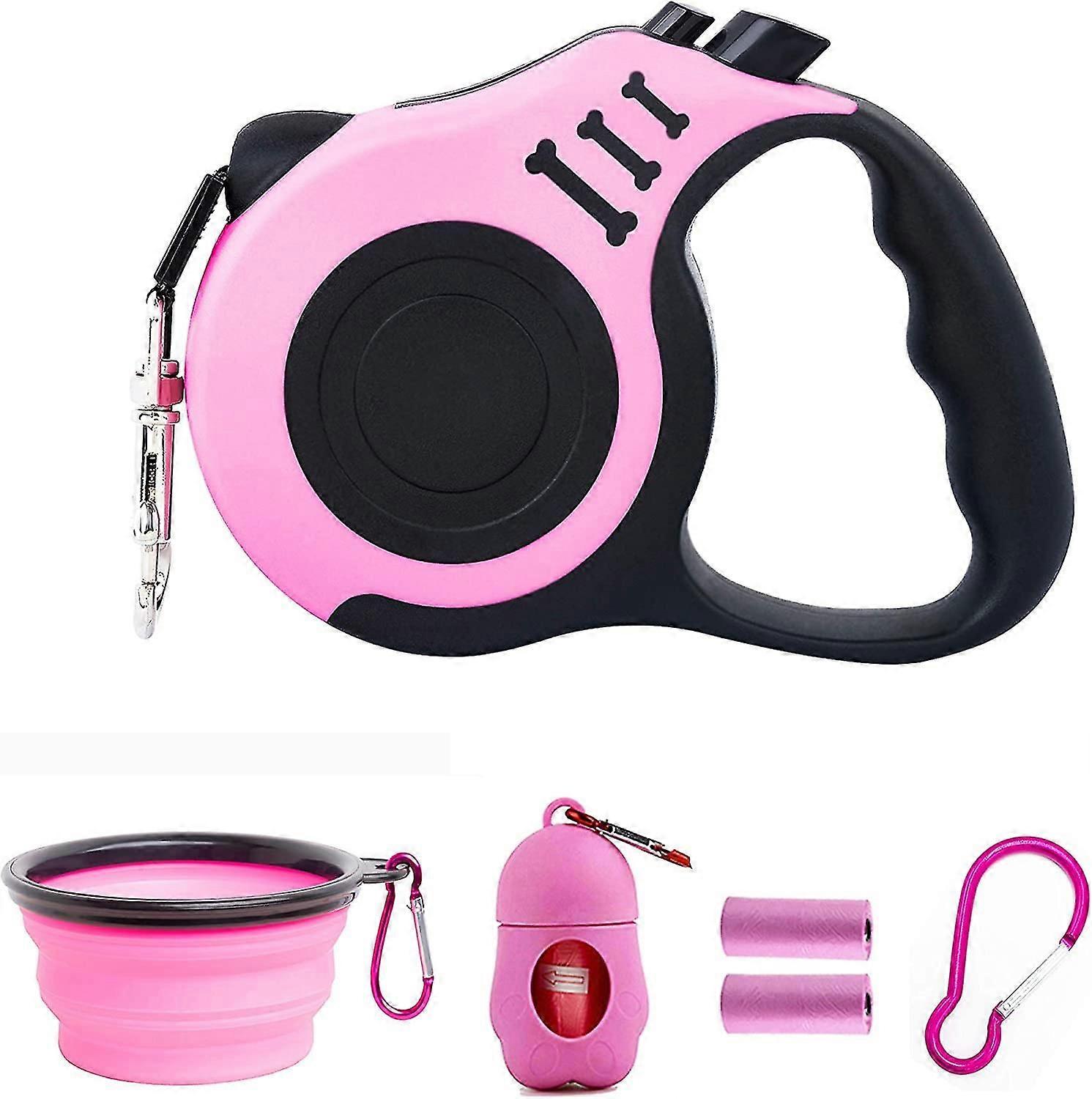 Retractable Dog Leash Lightweight Portative 16ft Leash, With Folding Bowl,dispenser,rubbish Bags, For Small Medium Dogs