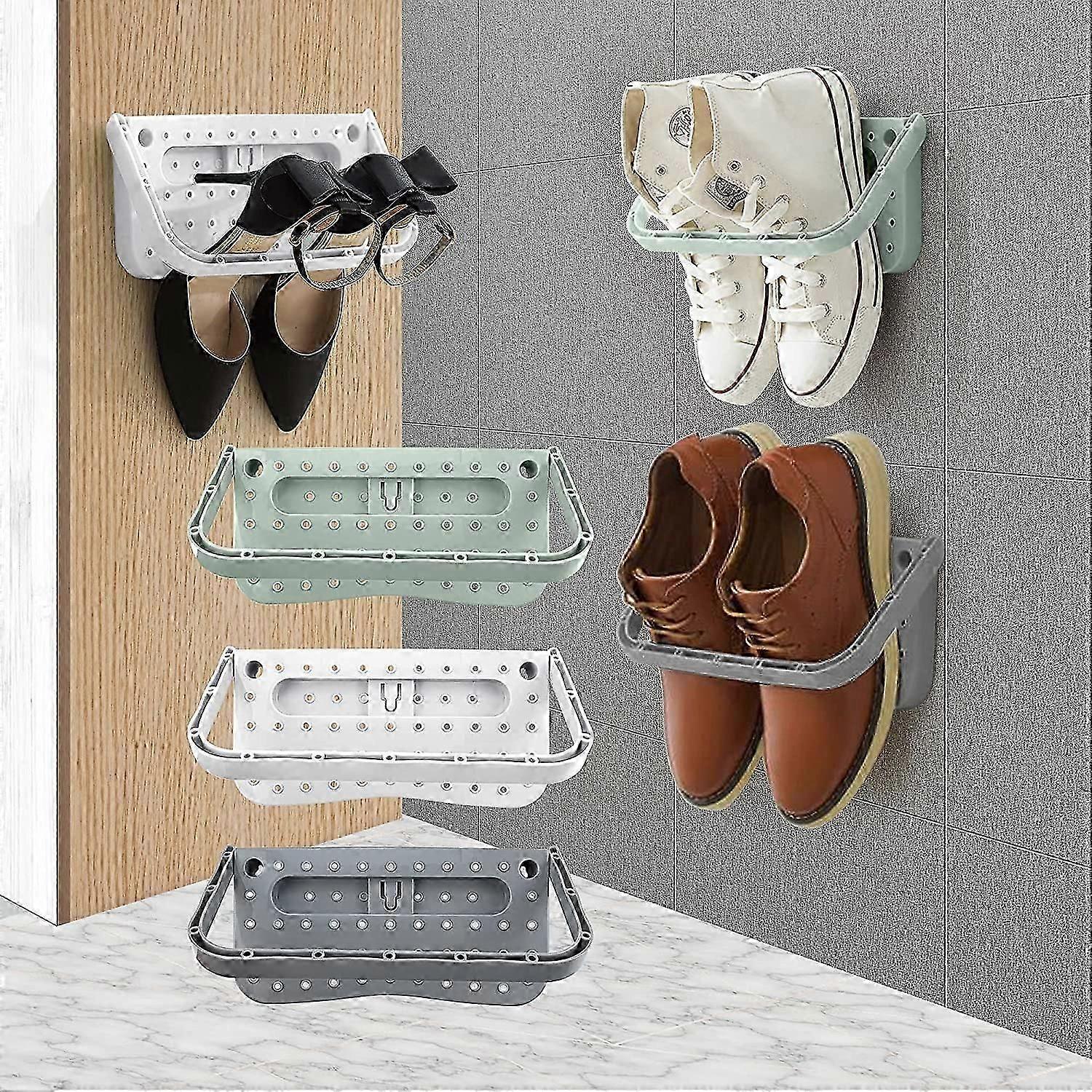 6 Pcs Shoes Folding Rack ,Wall Mounted without Drilling
