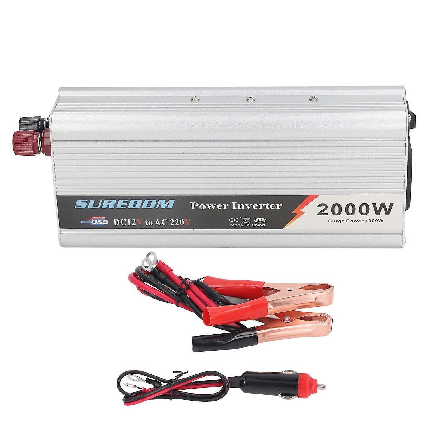Car Power Inverter 2000W DC 12V to AC 220‑230V with 5V USB Output Sine Wave Converter