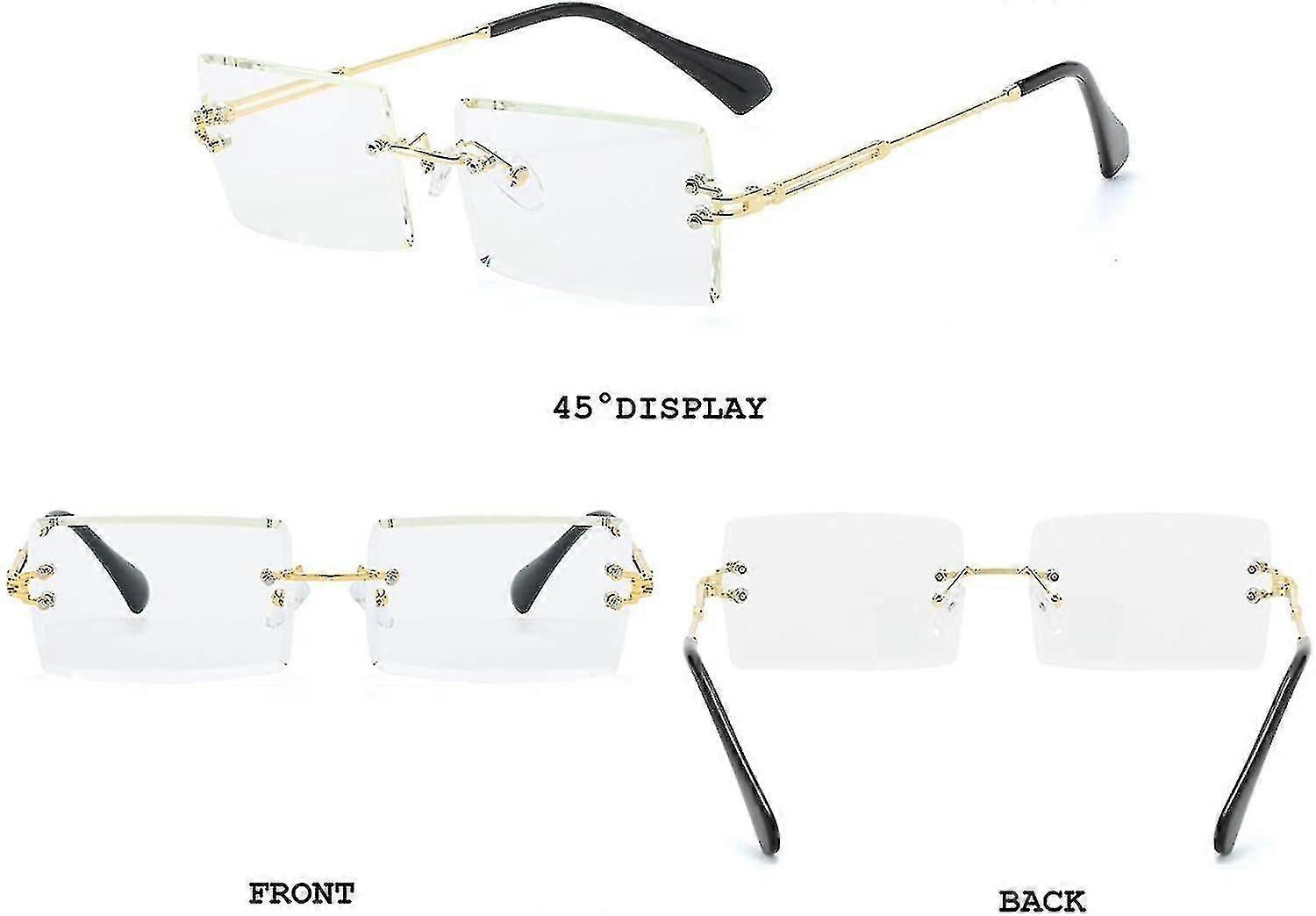 Rimless Rectangle Sunglasses For Women/men Ultralight Metal Frame