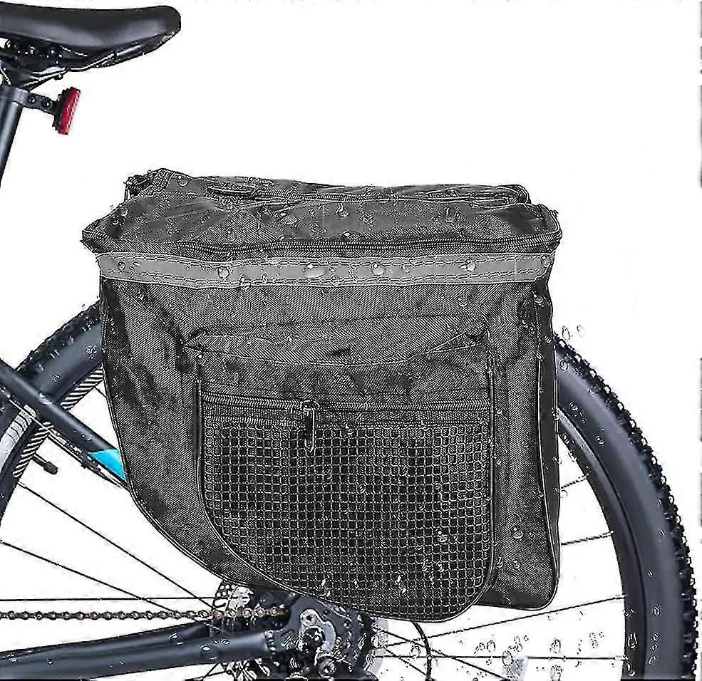Multifunctional Waterproof Bike Rack, Double Pannier Bike Rack Bag, Large Capacity Ripstop Commuter Rack Bag With Rain Cover Black