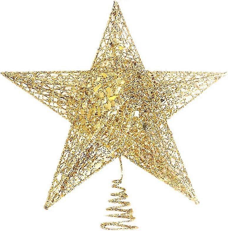 Sparkling Star Christmas Tree Topper - Gold 15cm | Festive Decor