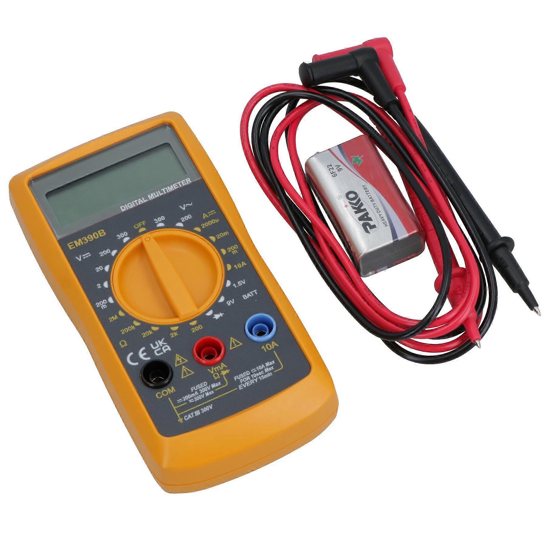 AC + DC Voltage Digital Multimeter Battery Current Tester with Large LCD Display
