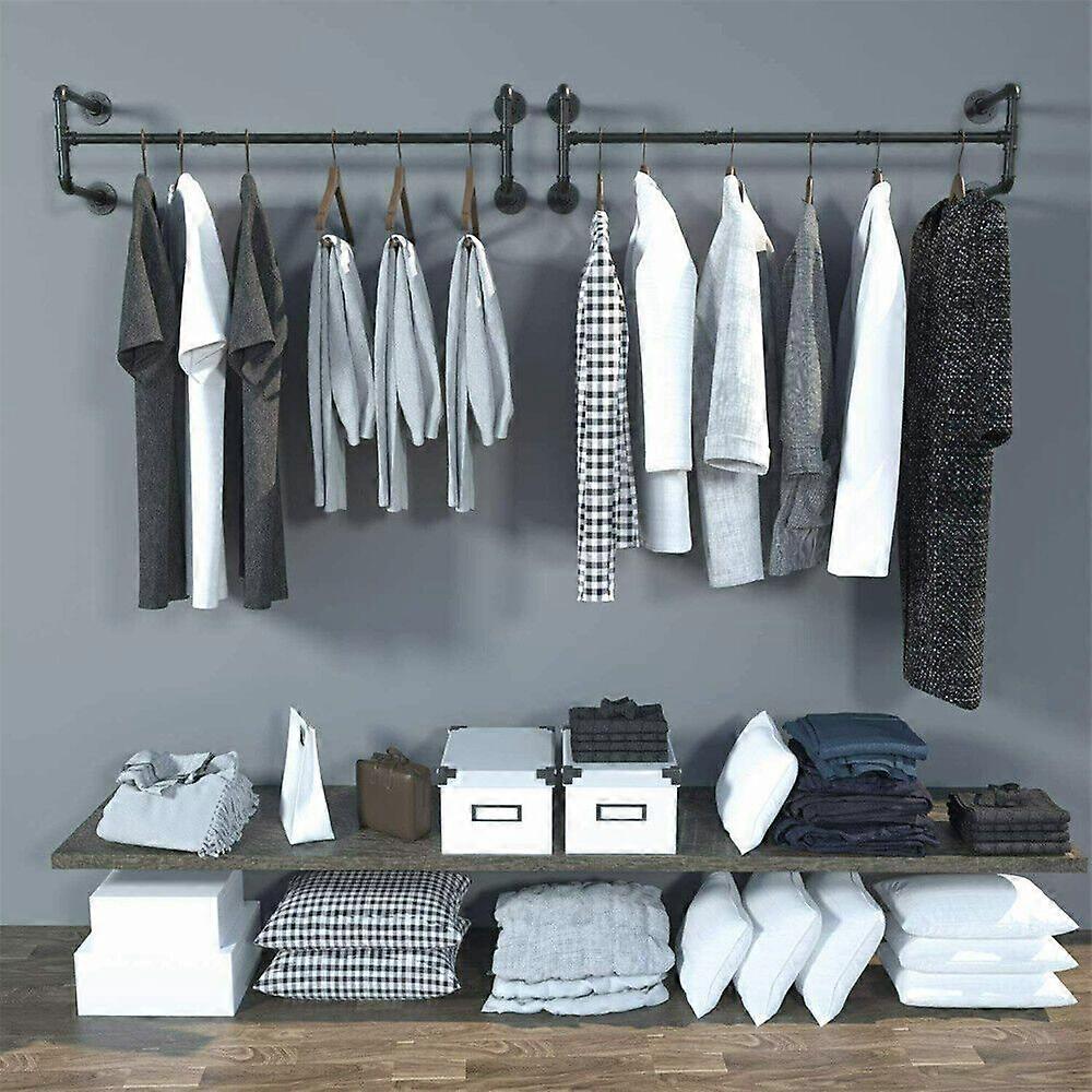 الثقيلة الحائط الملابس الرف الصناعية الأنابيب الملابس معلقة شريط أسود