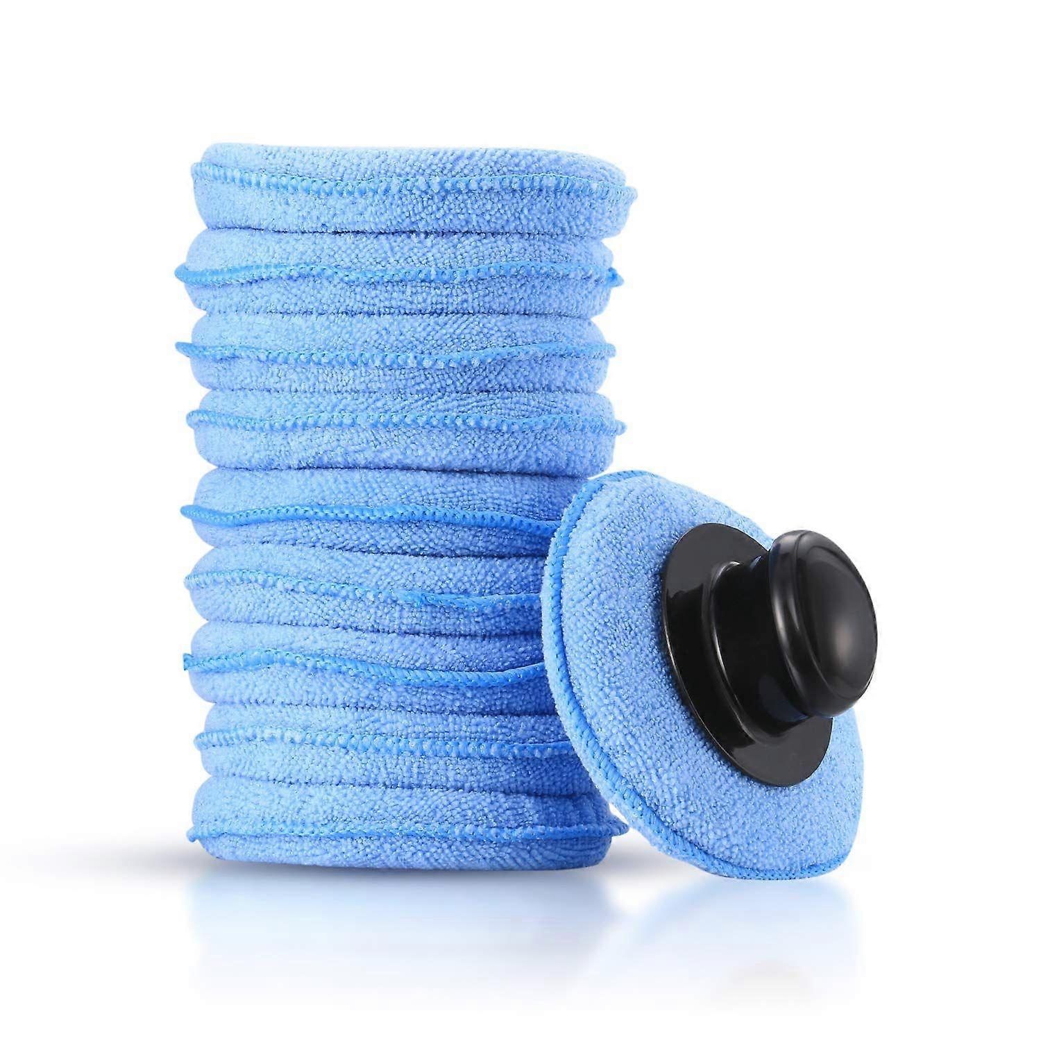 10Pcs Microfiber Car Applicator Pads, Car Wax Cleaning Polishing Sponges, Foam Applicator Pad Handle for Clean Vehicle