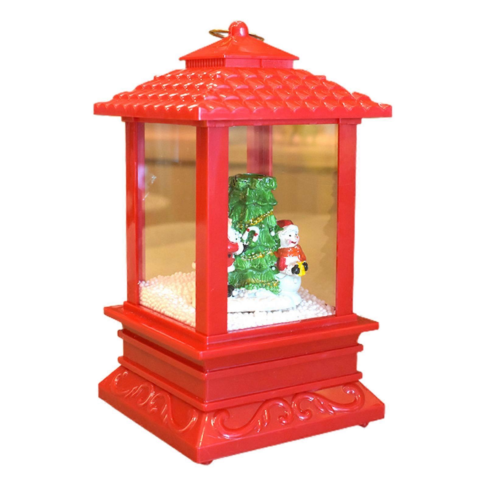 Christmas Lantern Decorative Santa Snowman Led Wind Light Ornament USB Charging/Battery Powered 8 Music Red