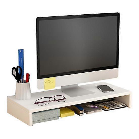 Wooden Computer Elevated Rack Monitor Stand Riser with Storage Compartment Easy Installation Office Desk Storage Organizer Laptop Holder