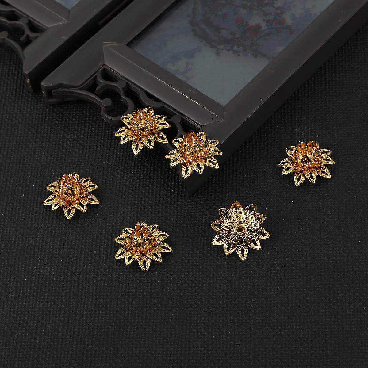 Plating Lotus Flower Loose Spacer Bead Caps Cone End Beads Cap Filigree For DIY Jewelry Finding Making
