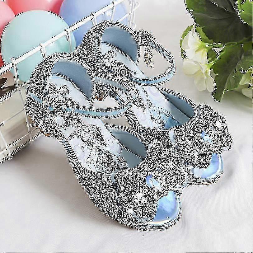 Girls Sandals Frozen 2 Elsa Princess Shoes Little Girls Crystal Shoes Children High Heels Catwalk Show Shoes