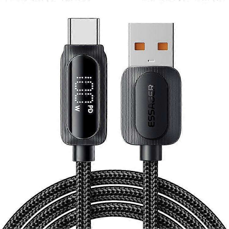 ESSAGER 3m USB-A to Type-C 7A Fully Compatible Data Cable Digital Display Fast Charging Cord