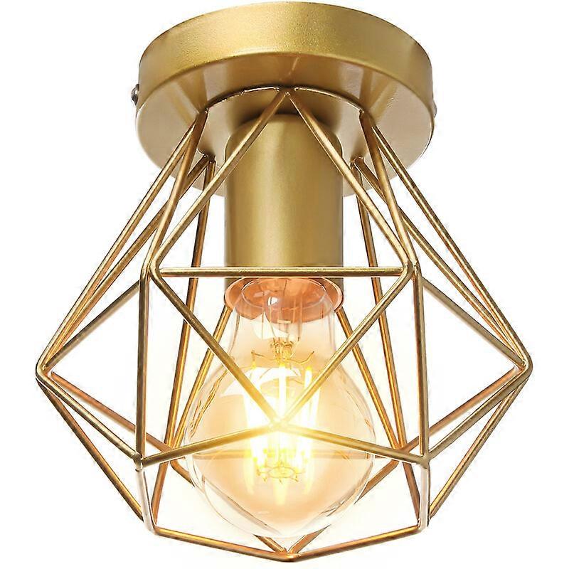 Industrial Ceiling Light, Metal Cage, Diamond Shape
