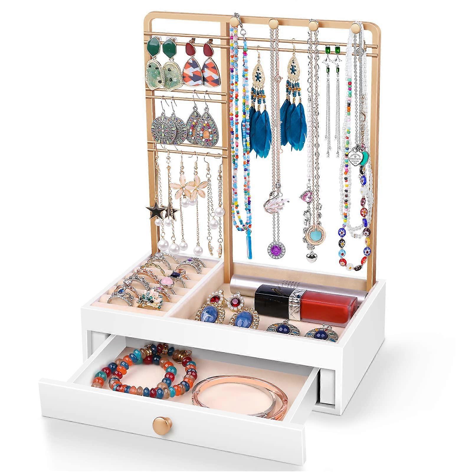Jewelry display tree with storage box for organizing accessories