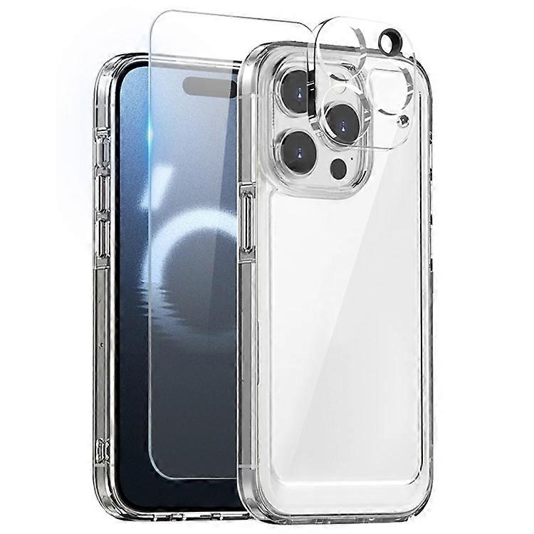 NORTHJO Compatible For iPhone 16 Pro Case PC+TPU Clear Phone Cover Set with Screen Protector, Camera Lens Protector