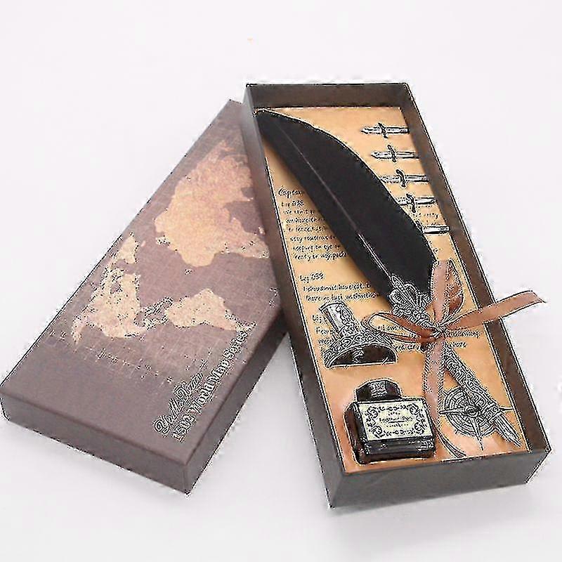 Metall Signature Pen getauchte Feder Füllfederhalter European Style Retro Füllfederhalter Set f26