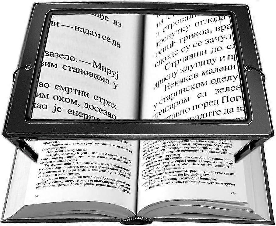 Reading Magnifier, 3x Magnification A4 Rectangular Illuminated Magnifier with 4 Bright LEDs Large