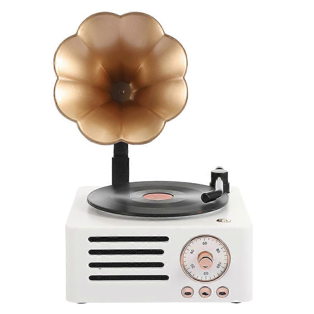 T15 Desktop Wireless Speaker Retro Vinyl Record Design Bluetooth Speaker (Standard Version)-White