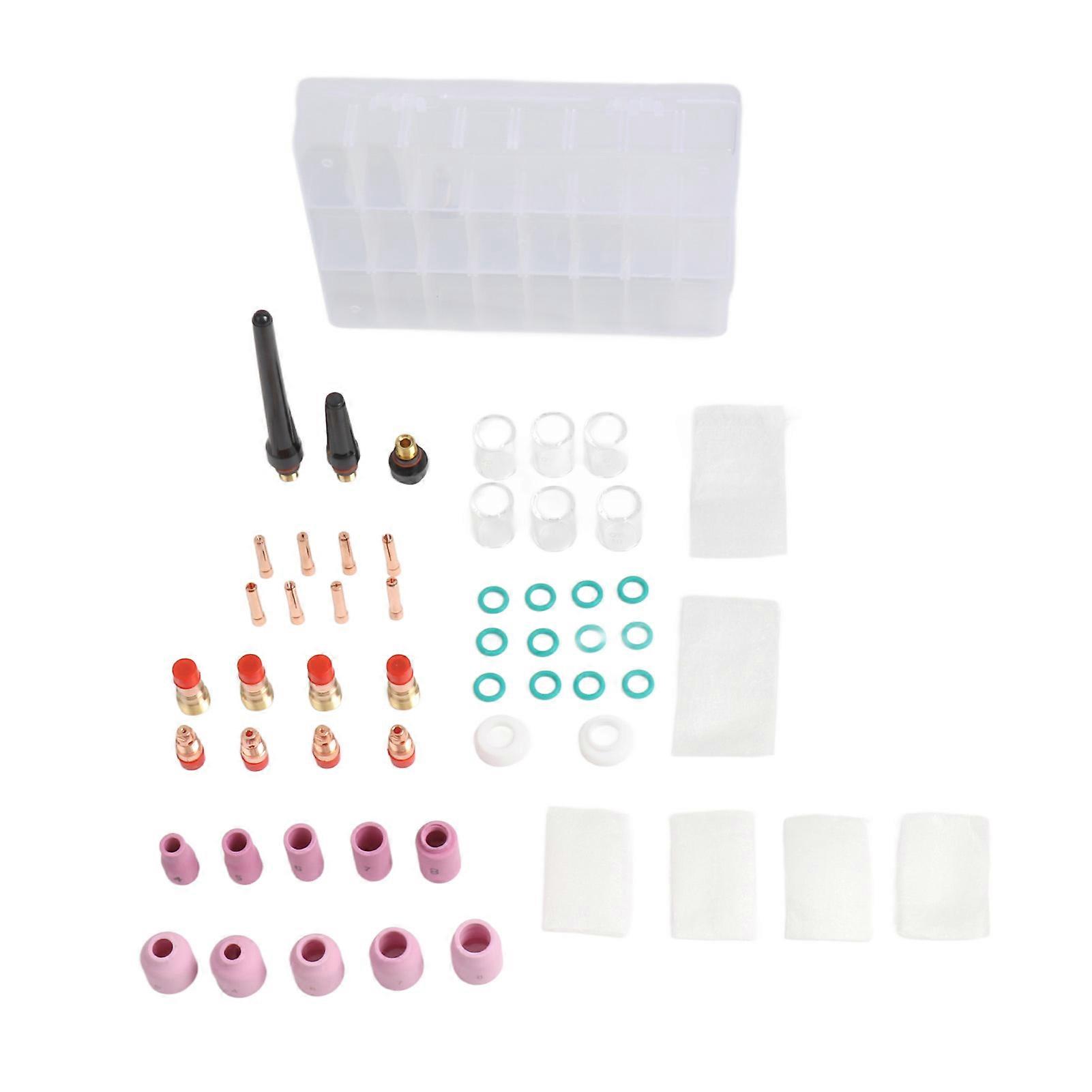 49PCS TIG Welding Torch Gas Lens #10 Glass Cup Kit for WP-17/18/26