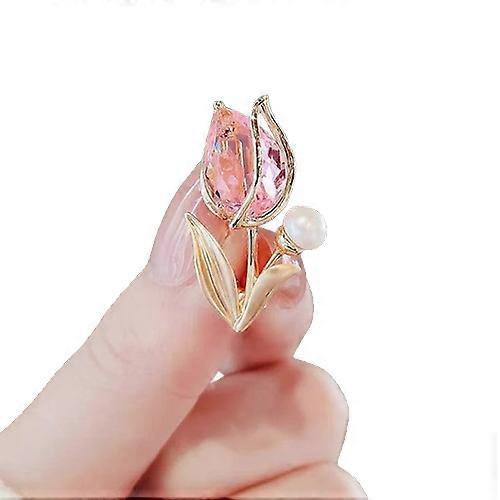 Elegant Lalea Cristal Perlă Plantă Floare Broșă pentru Femei Doamnă Frunze Nuntă Petrecere Bijuterii Rochie Eșarfă Rever Ace Corsaj Cadouri Corsaj