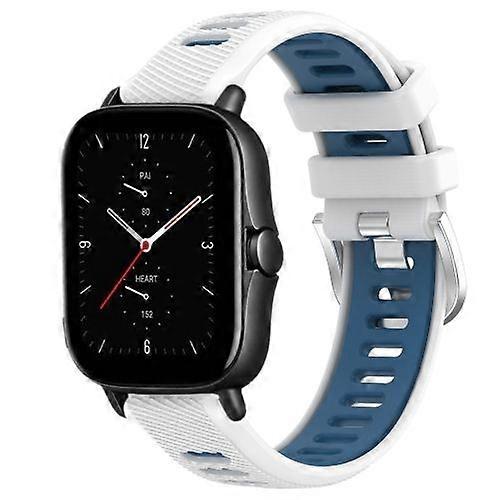 For Amazfit GTS 2E 22mm Cross Texture Two Color Silicone Steel Buckle Watch Band
