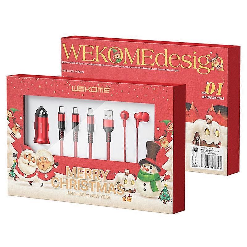 WK WP-G03 Autolader + 3-in-1 kabeldoorvoer + bedrade oortelefoon Kerst Gift Box Set