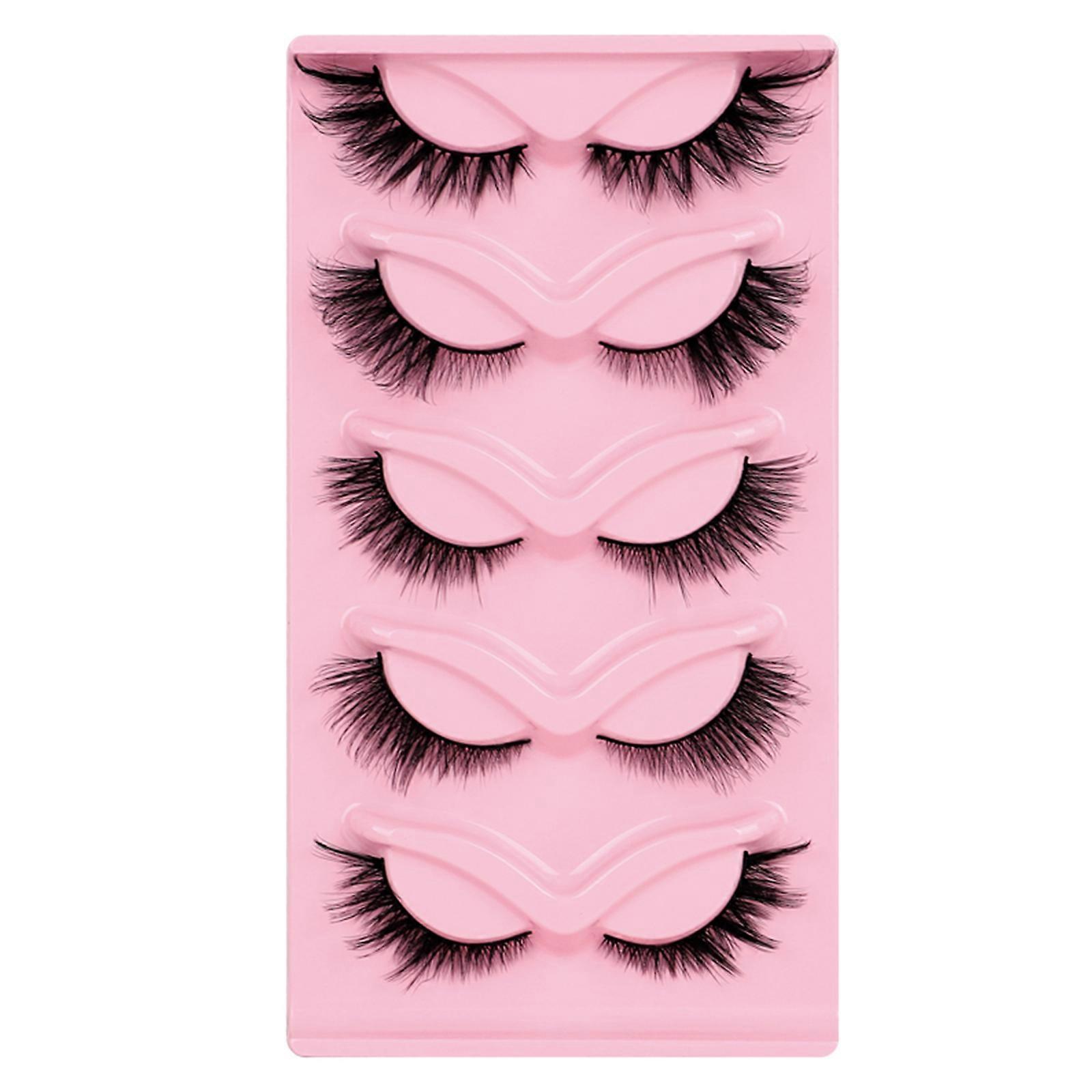 5 paires de faux cils œil de chat cils aspect naturel faux cils coin cils cils faits à la main cils réutilisables cils de vison