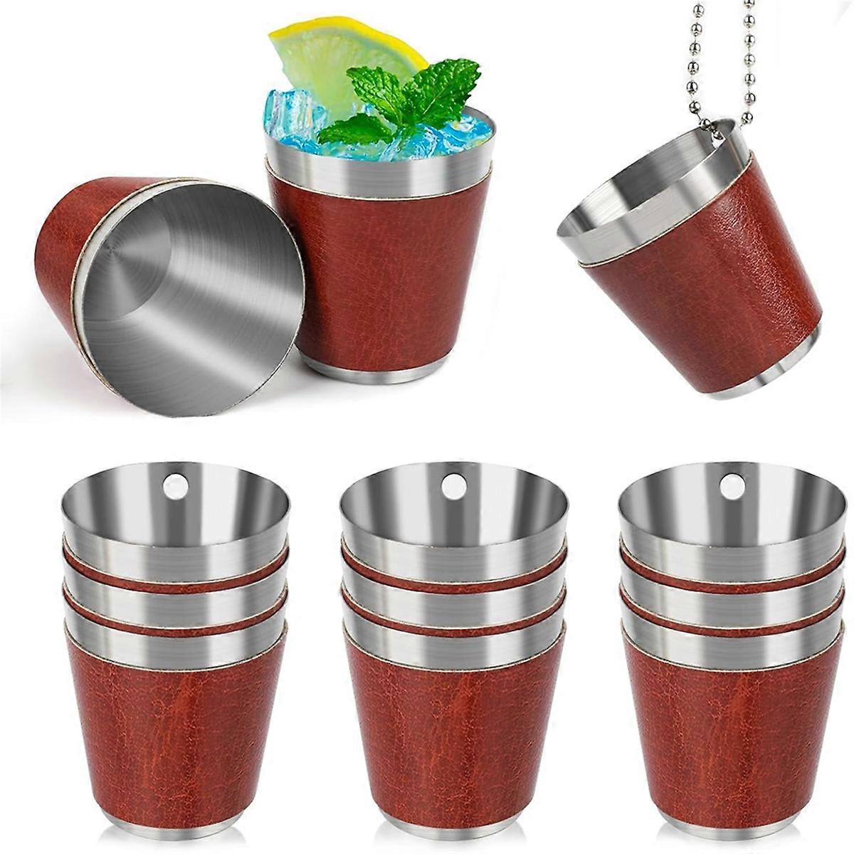 Pack of 12 Shot Cups Metal for Hanging Shot Glasses Stainless Steel with Chain Shot Glass 30ml for W