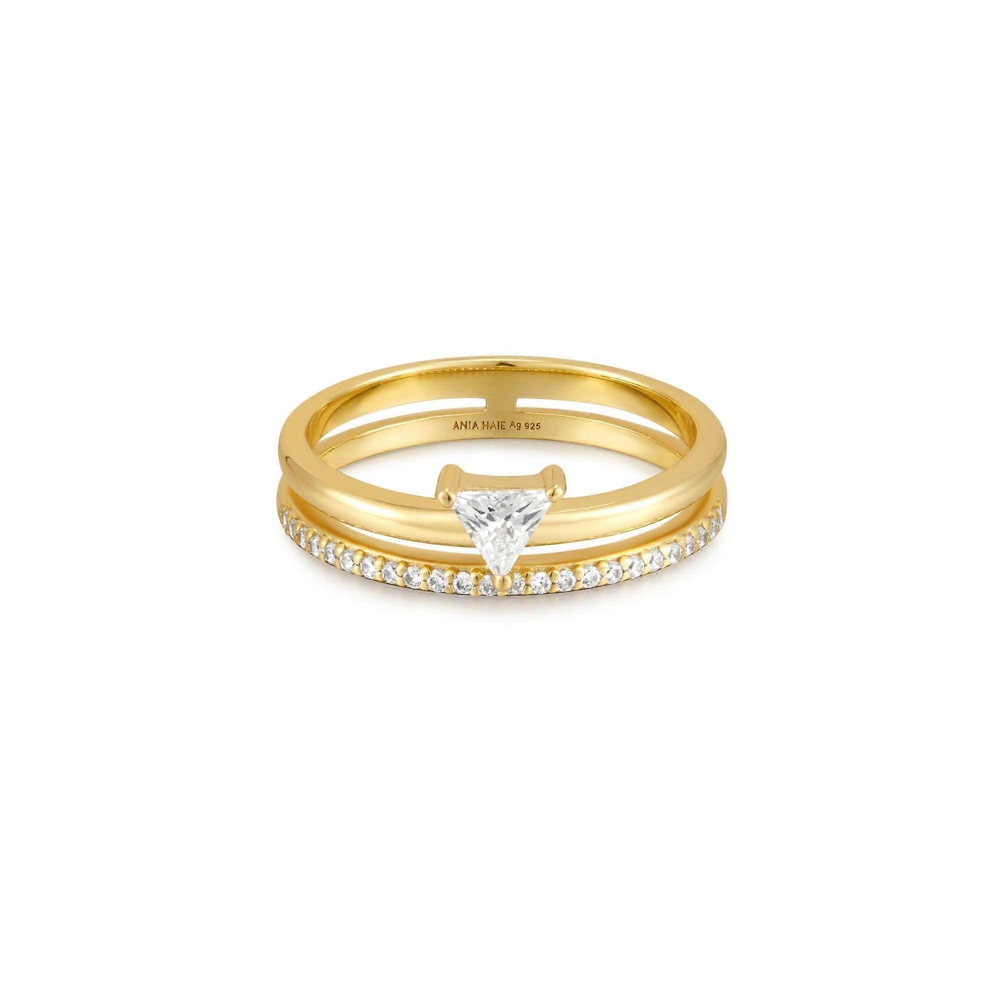 Ania Haie Gold Double White Triangle Stacker Ring R059-04G