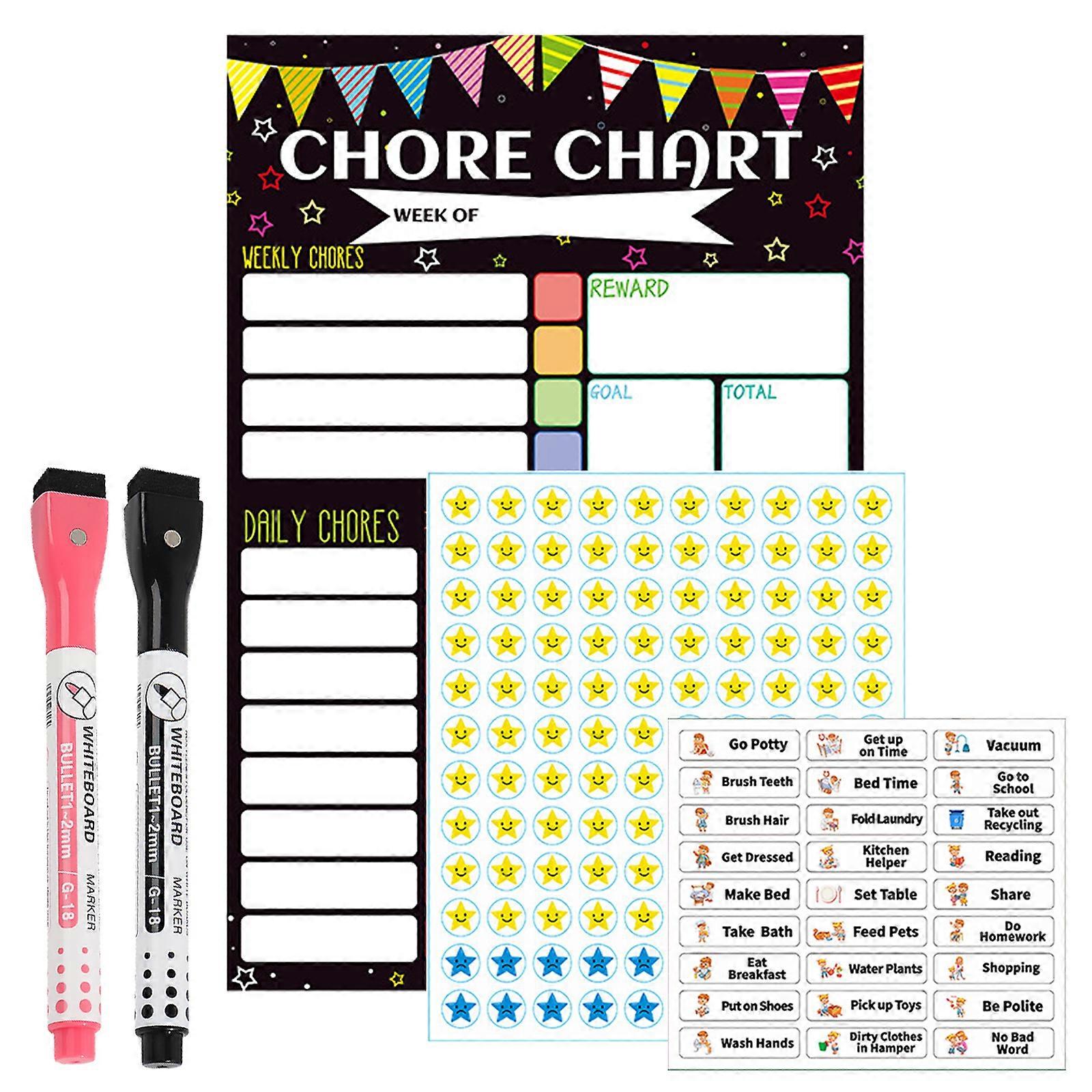 Responsibility Chart For Multiple Kids, Nano Premium Erase Film Ensures Durability And Waterproof Chore Chart For Worry-free Use