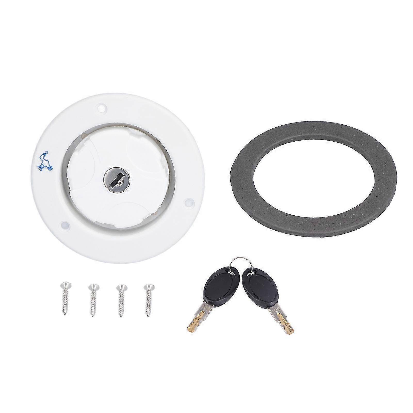 White PP Plastic Gravity Water Fill Inlet Equipped with Key Lock for RV Motorhome Camper Trailer and Caravan