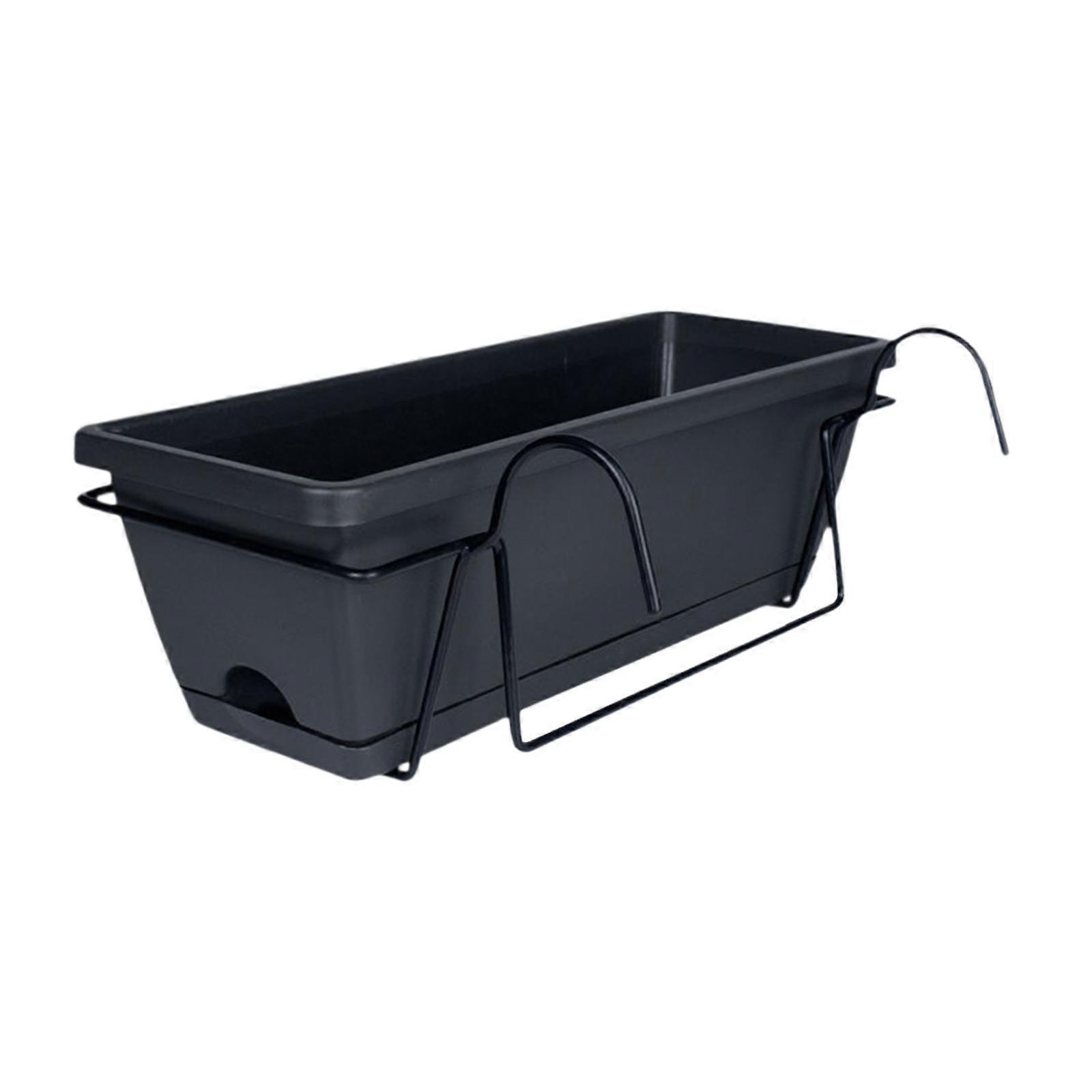 Balcony Planter with Tray and Rack 43x19x15cm for Outdoor Rectangular Versatile