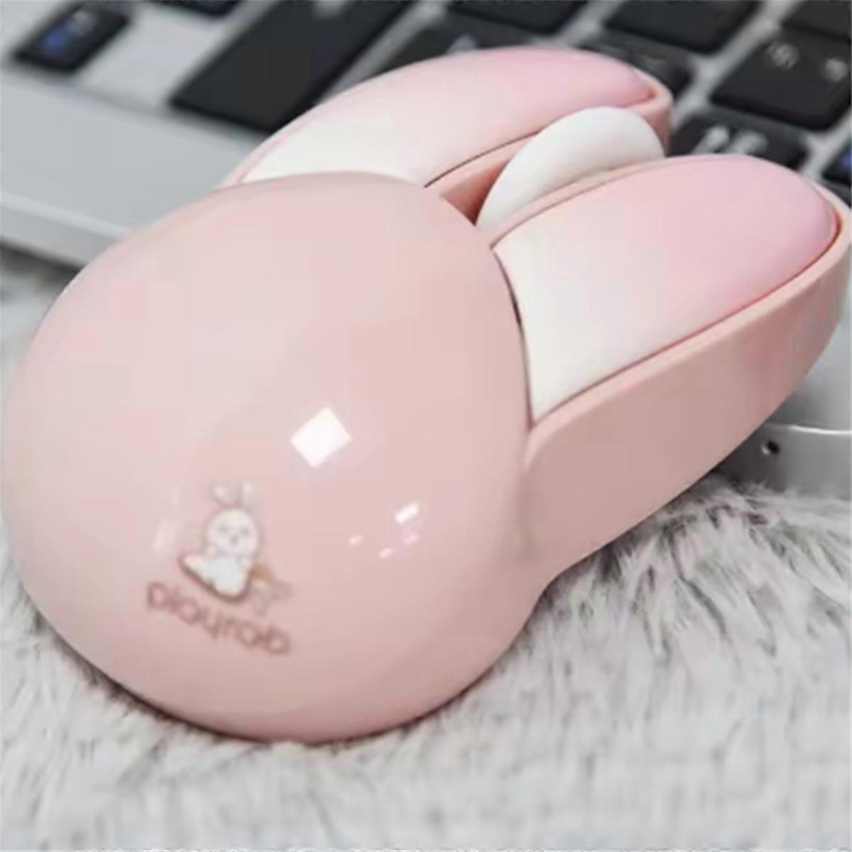 Wireless Silent Mouse, Cute Rabbits Design, 2.4 GHz USB Mini Receiver Optical Mouse for Laptop, PC, Computer, Notebook