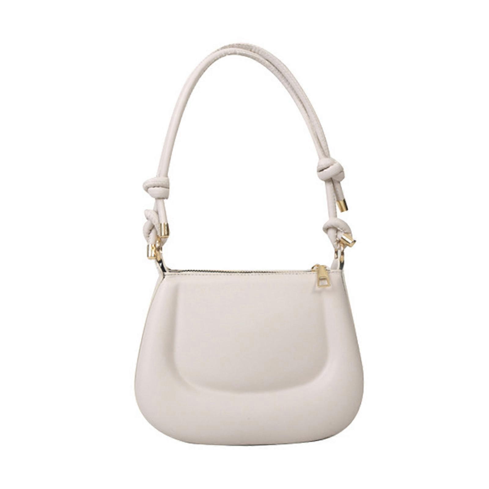 תיק אוכף תיק צבע אחיד תיק בית השחי תיקי כתף רב-תכליתי לילדות נשים אופנה טרנדי תיק בית השחי לבן