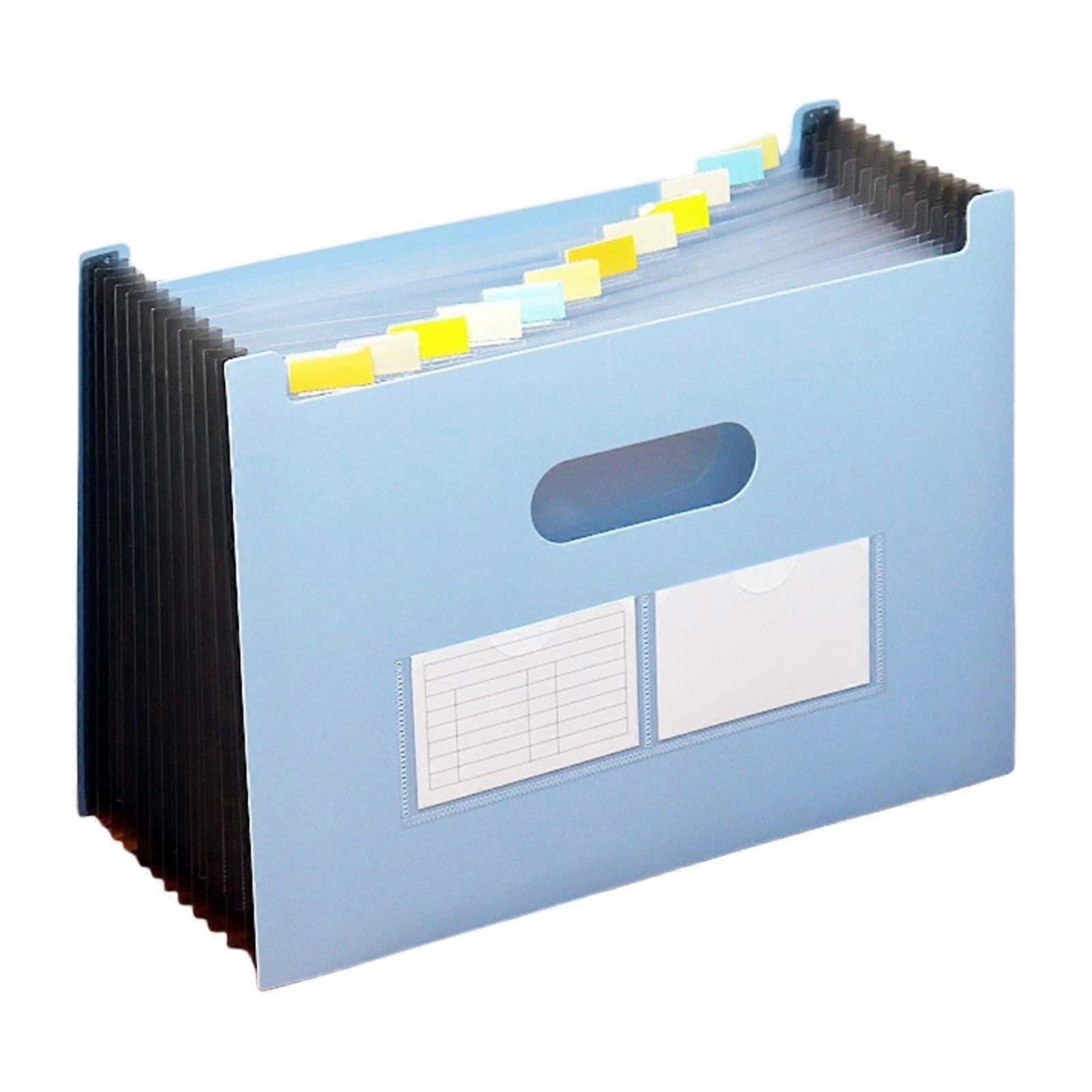 A 4 Multi-Layer Expanding File Folder Accordions Document Organizers Document Storage Bag File Folder Sorting Folder  Smoke blue