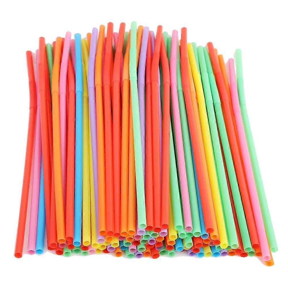100PCS Colorful Plastic Bendable Drinking Straws Disposable Beverage Straws Mixed Colors