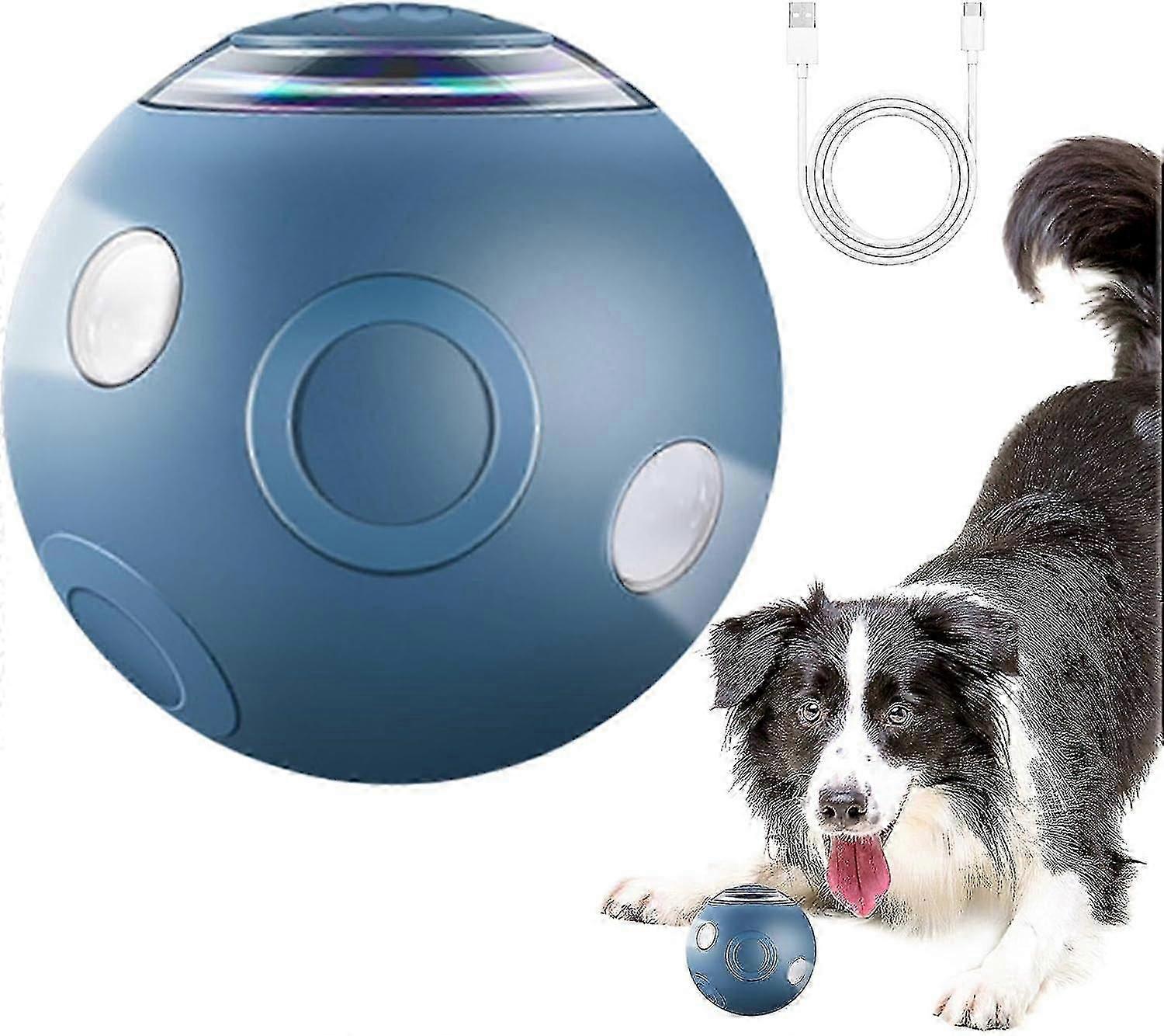 Automatic Dog Toy, Rotating Bouncing Dog Ball, Smart Rotating Ball with Flash Lights, Reusable Automatic Rolling Ball for Pet Cats Dogs