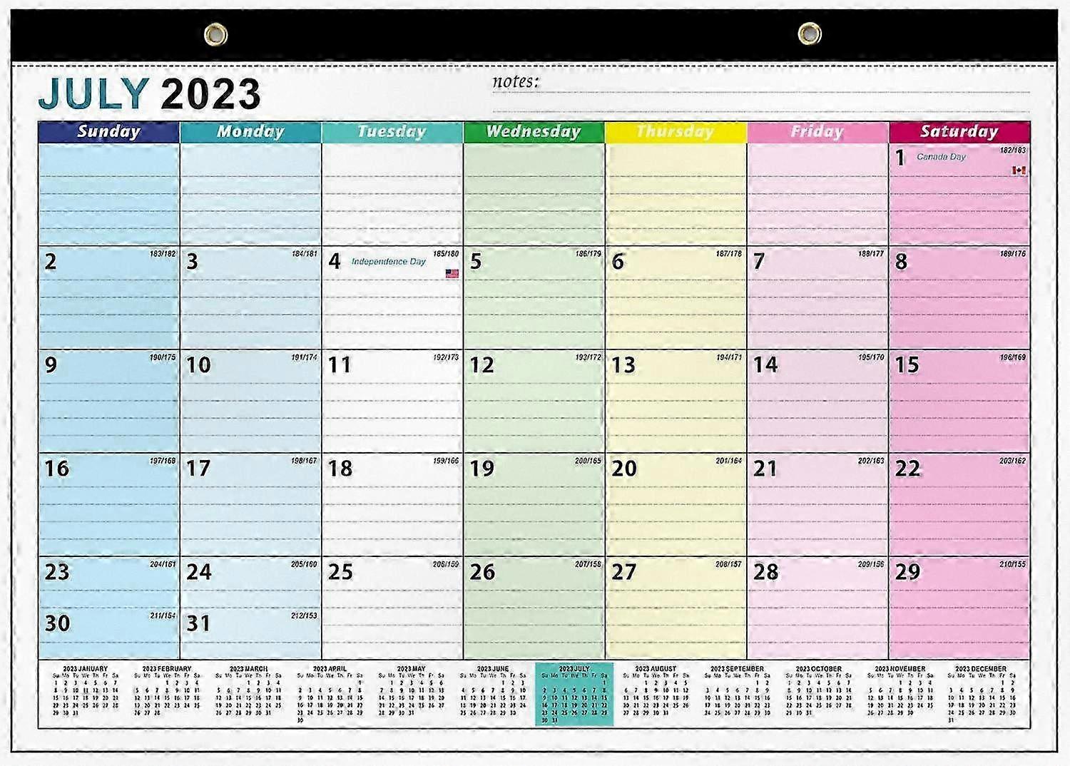 2023 Vægkalender - 12-måneders storformatplanlægger, 16,9 x 12 tommer, tykt papirdesign, januar til december layout