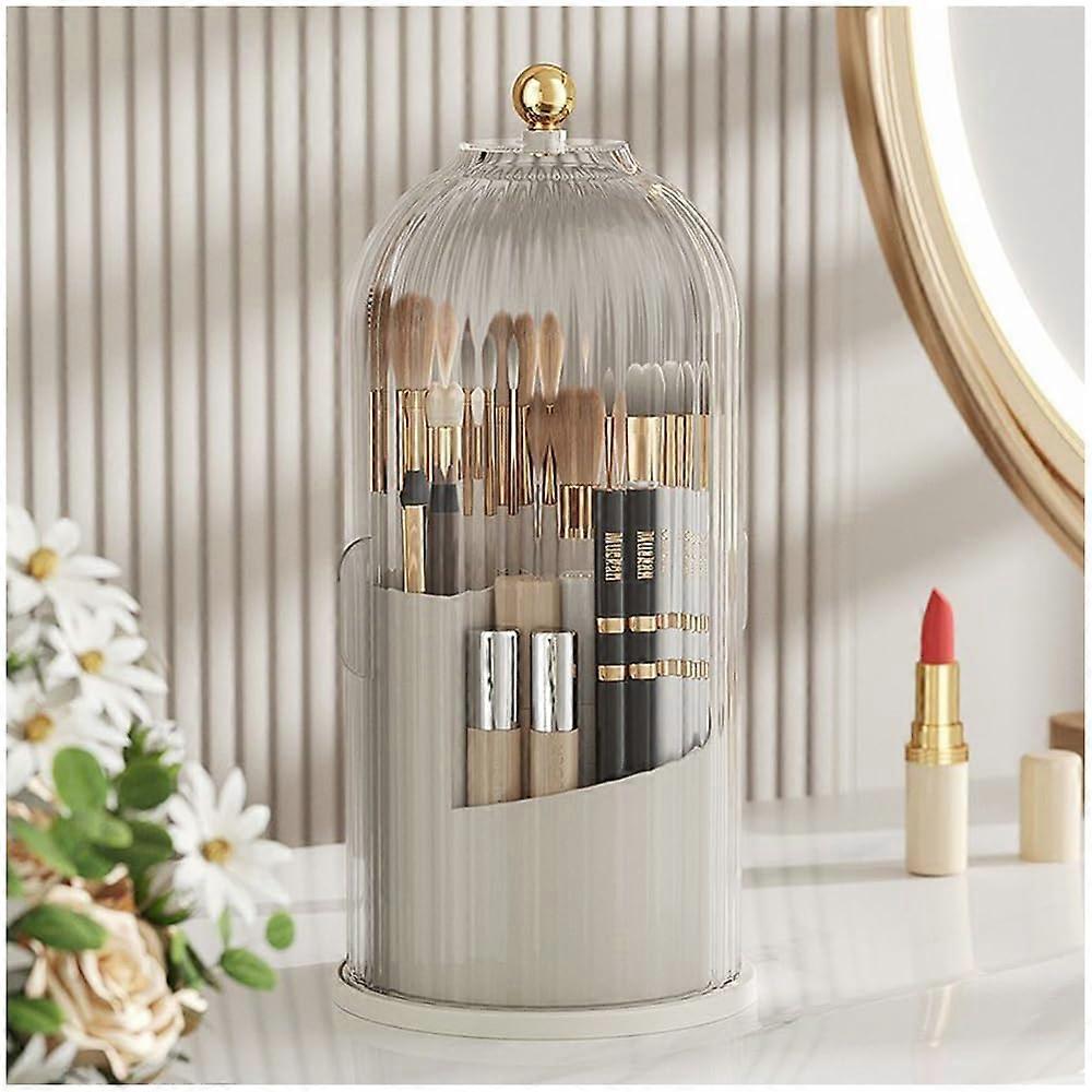 360° Rotating Clear Makeup Holder Brush Organizer, Dustproof Vanity Storage for Desktop, Acrylic Material, Compact Design