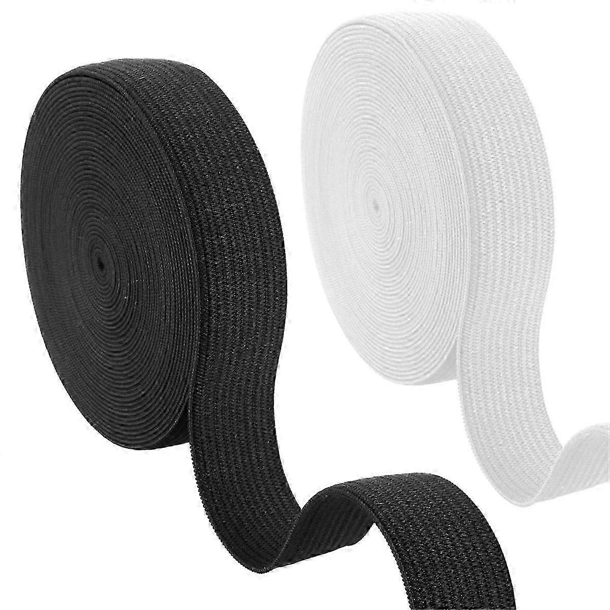 2PCS Sewing Elastic Bands for Knitting Stitching Stretch Flat Elastic Cord Wide Braided Elastic Spo