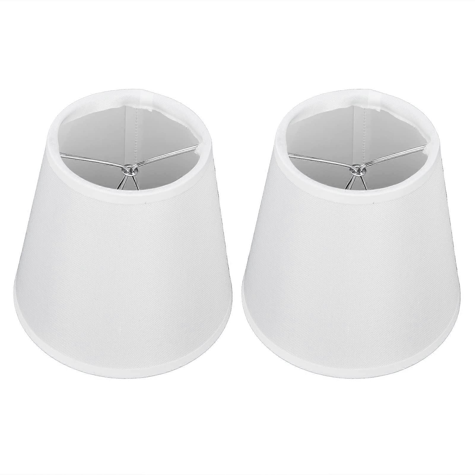 Barrel White Small Lamp Shade - 2 Pack Clip-On Fabric Chandelier Shades for Mini Lamps, 4-Inch Diameter