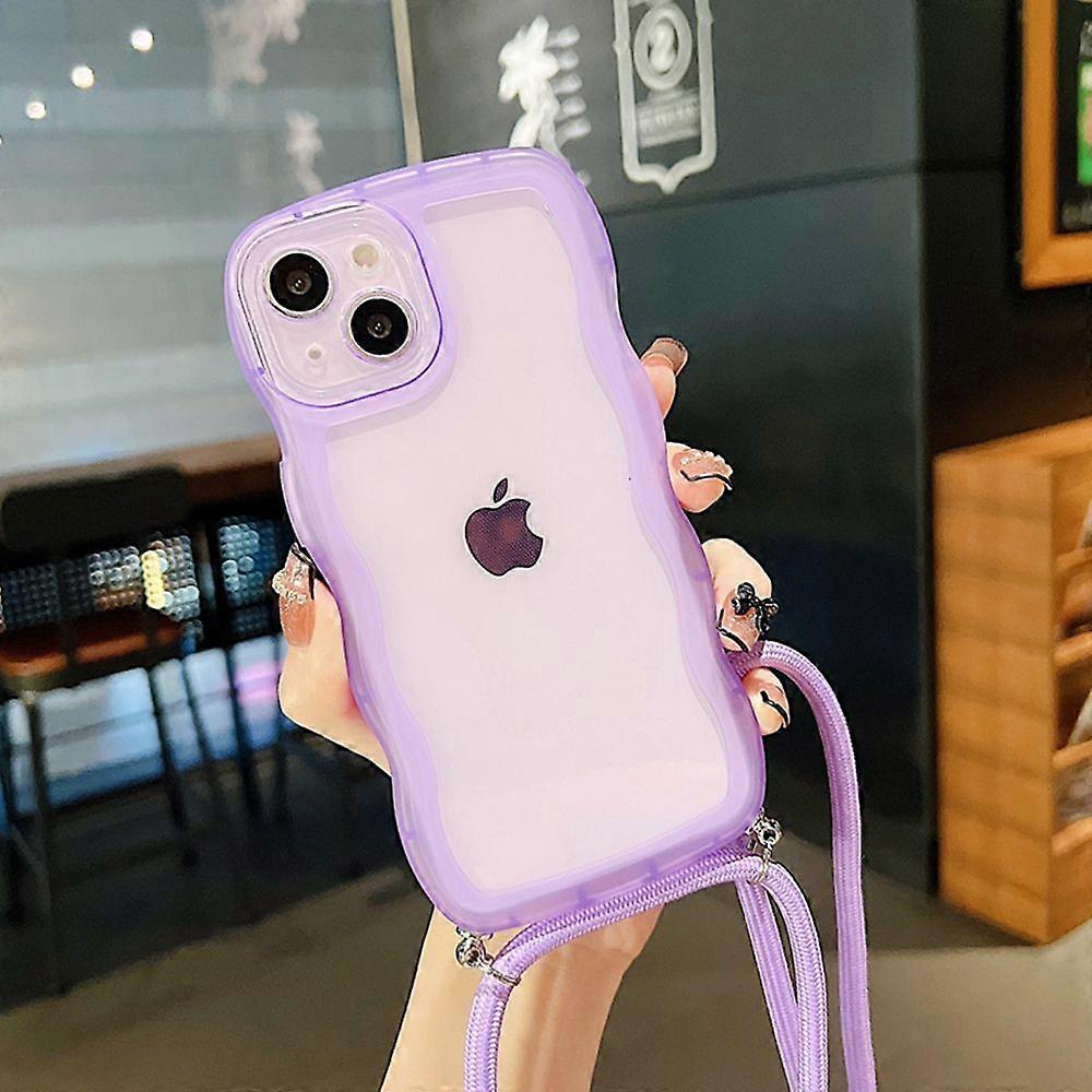 Clear iPhone Case with Crossbody Cord Lanyard Wave Soft Necklace Strap Compatible with iPhone 13 12 11 Pro Max X XR XS 7 8 SE 3 2