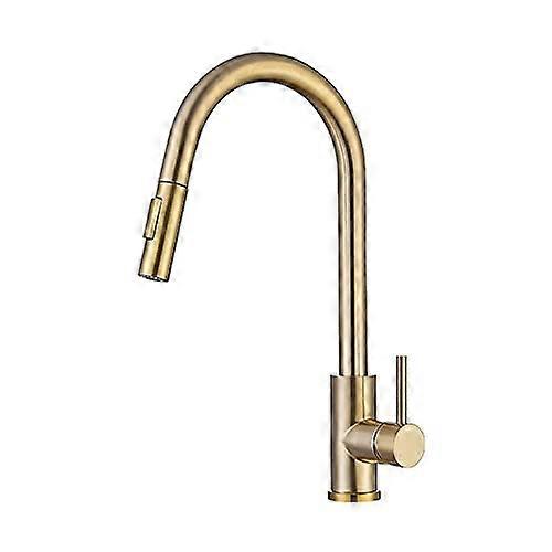 Kitchen Sink Faucet Brushed Gold Pull Out Mixer for Bar Farmhouse, Black Pull Down Commercial Tap, Durable Style